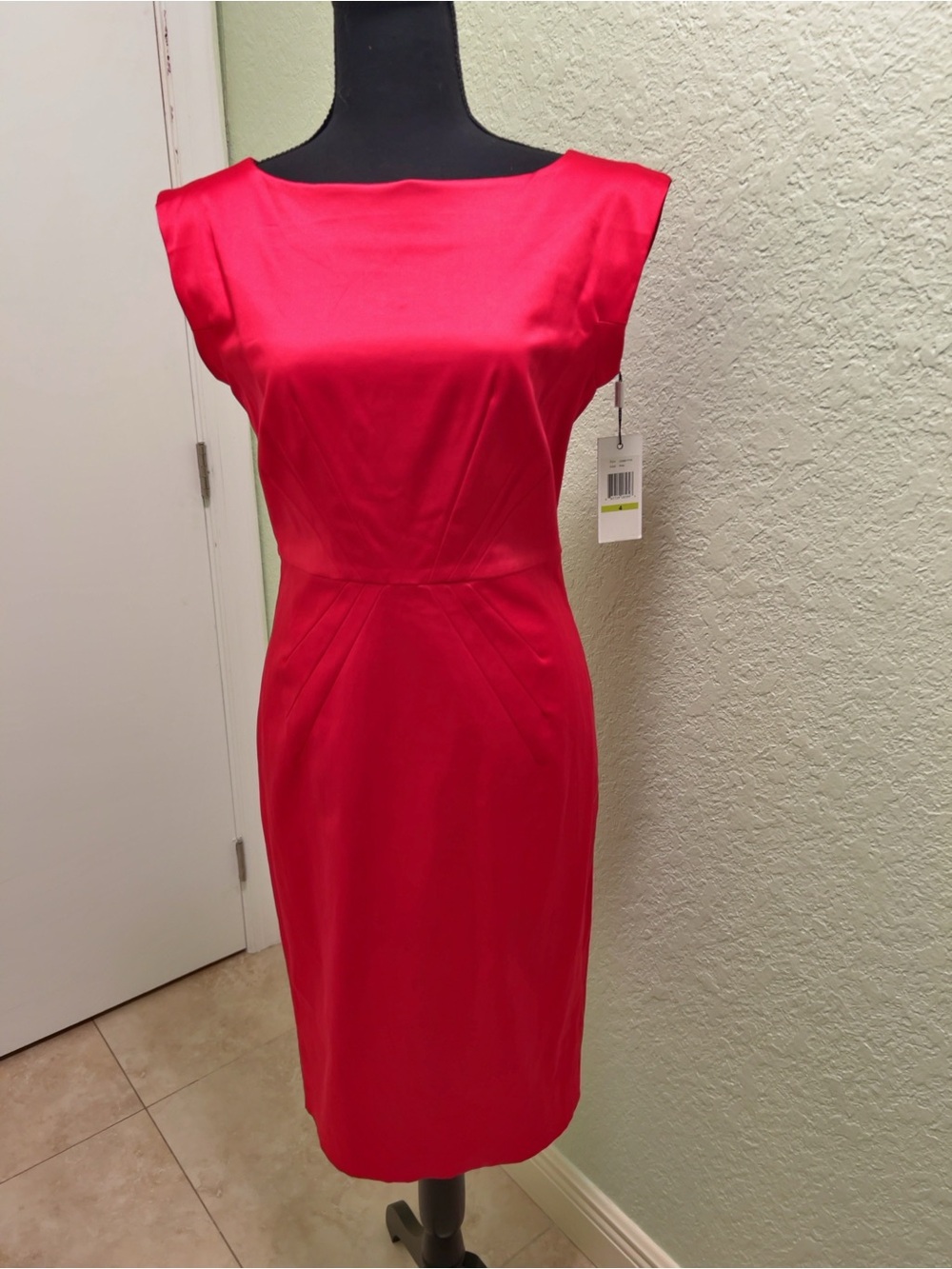 Calvin Klein Bright Pink Cap-Sleeve Sheath Dress
